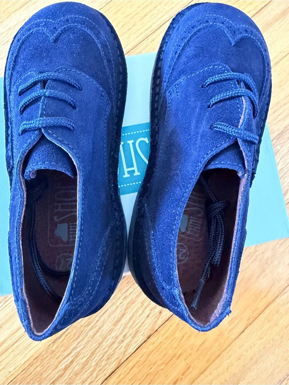 Children's Navy Suede Brogue Lace-Up Dress Shoes
